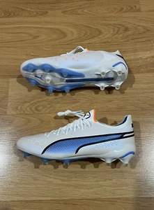 Puma King Ultimate Women Size 7.5 FG AG Soccer Cleats 107262-01 White Blue Shoes - Picture 1 of 8