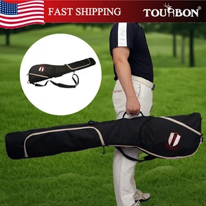 TOURBON Golf Club Bag Lightweight Sunday Travel Driving Waterproof Case in Black - Picture 1 of 24