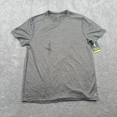 Camiseta masculina DSG listrada desempenho tamanho médio cinza roupa ativa - Imagem 1 de 4