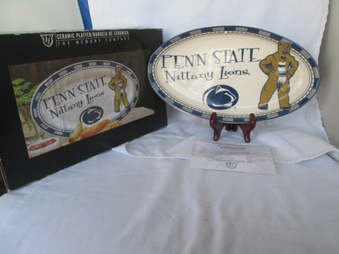 2012 Penn State  Nittany Lions With Mascot Platter Dish Plate 12”x7” With Box Cover