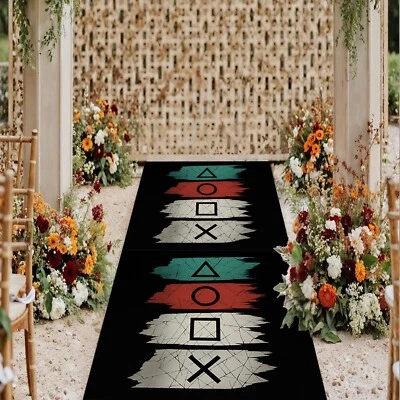 Alfombra Gamer Runner, Alfombra PlayStation Botón Símbolos, Alfombra Corredor Gaming Negra Moderna Foto 1 de 4
