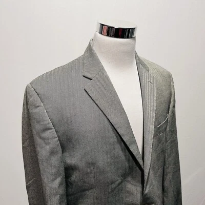 Chaps 44R Sport Coat Herringbone Black White Two Button Vented Poly Rayon Blend - Image 1 of 4