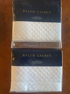 NEW Set / 2 RALPH LAUREN Wyatt Metropolitan White Diamond Quilted standad SHAMS - Picture 1 of 6