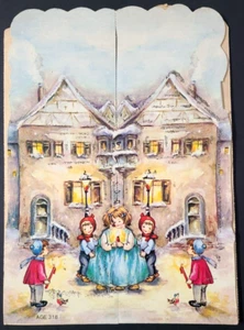Vtg 50s Lore Hummel Christmas Advent Calendar West Germany  Santa Paper Glitter - Picture 1 of 15