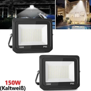 2x150W LED Fluter Flutlicht Strahler Scheinwerfer Außen Baustrahler Kaltweiß DE - Bild 1 von 9