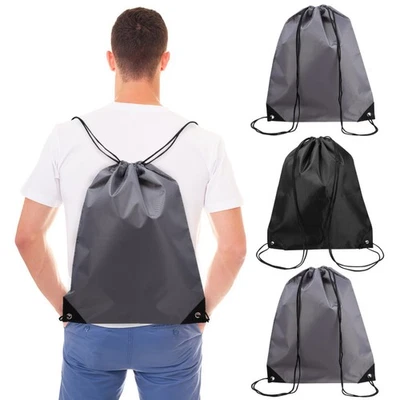 4 Pcs Polyester Cloth Drawstring Backpacks Large Capacity Gym Bags for Men Women - Image 1 of 4