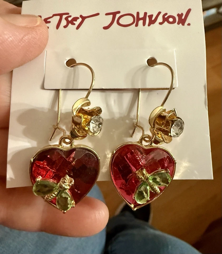 Betsey Johnson Heart Earrings - Image 1 of 1