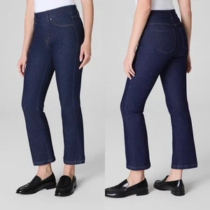 SPANX Kick Flare Pull On Jeans 1X Petite Stretch High Rise Raw Indigo Cropped - Bild 1 von 9