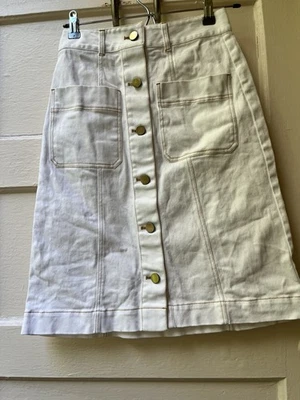 Falda Lápiz Lesley Evers Alison Xs Blanca Corte Recto Náutica Mar Playa Preppy Foto 1 de 4