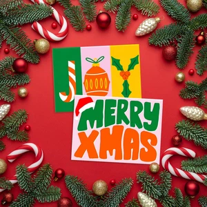 Tarjetas de Navidad de neón - Juego de 24 tarjetas de Navidad en caja con sobres - 6 Bri... - Imagen 1 de 9