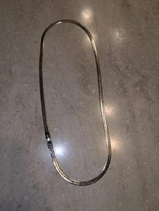 14K White GF Rope Flat Chain 23.5" Long Necklace Herringbone 22.7 Grams - Picture 1 of 6