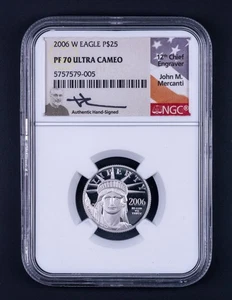 2006-W American Platinum Eagle $25 NGC PF70 Ultra Cameo Mercanti Signed REB005 - Picture 1 of 2