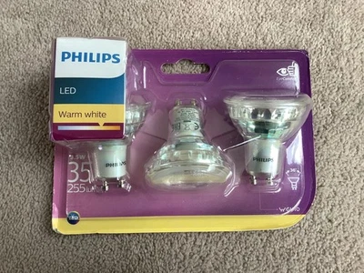 PHILLIPS GU10 35w LED BULBS 3 x brand new sealed - Image 1 of 2