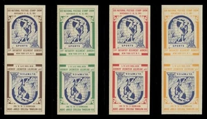 ASDA STAMP SHOW LABELS - 1961, IMPERFORATE, SET OF 8 (4 TETE-BECHE PAIRS) - Picture 1 of 2