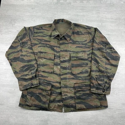 Chaqueta de Campo Militar Camuflada Rayas Tigre Años 90 De Colección Talla Grande Bolsillo de Carga EE. UU. Foto 1 de 4