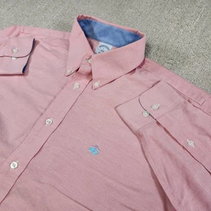 Brooks Brothers Shirt Men Large Regent Fit Oxford Button Down Supima Cotton Pink - Picture 1 of 8