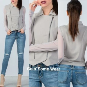 Giacca grigia doppia zip davanti maglia manica lunga taglia L - Foto 1 di 11