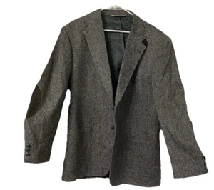 Vintage Stafford Tweed Blazer Sakko Herren 44 L anthrazit Ellenbogen Patch Wolle USA Academia - Bild 1 von 13
