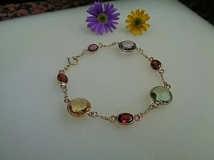 Edelstein Armband Gold Granat Armband 14K Gold Filled - Picture 1 of 6