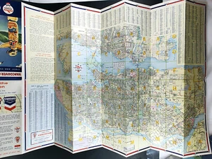 Vintage Map 1958 Chevron Vancouver & Victoria British Columbia Canada - Picture 1 of 4