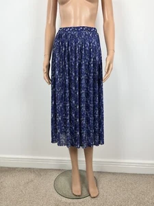 NEXT Purple Blue Floral Print Pleated Midi Skirt UK 16 - Picture 1 of 6