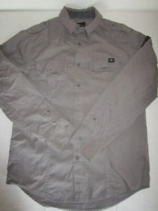 Marc Ecko Cut & Sew Men's Long Sleeve Gray Button Down Shirt Shoulder Tabs Sz S - Picture 1 of 11