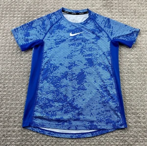 Nike Pro DRI-FIT Shirt Boys Size Large L Blue Standard Fit Center Swoosh Logo - Picture 1 of 7
