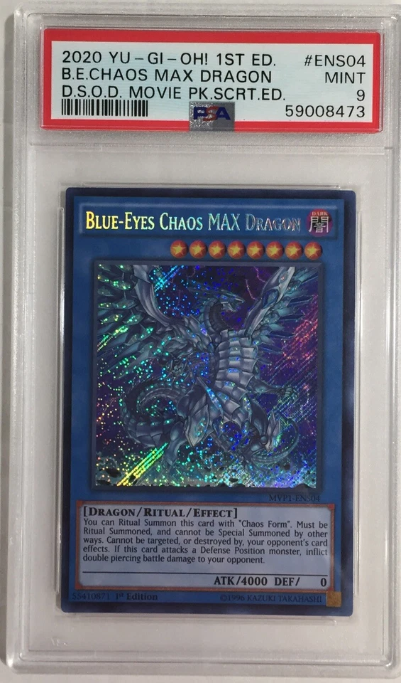 YUGIOH! PSA MINT 9 BLUE-EYES CHAOS MAX DRAGON MVP1-ENS04 SECRET 1ST EDITION DSOD - Image 1 of 2