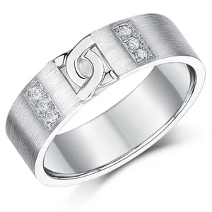 6mm Palladium Engagement Ring Matt Finish 'D' Link Design Wedding Ring Band - Picture 1 of 2