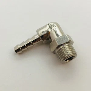 Púa macho de 6 mm o 1/4"" Barba x 1/8"" Latón NPT 90° Codo giratorio 360 Ajuste #31 - Imagen 1 de 3