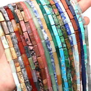 13x4mm Natural GemStone Rectangle Tube Loose Beads for Jewelry Making DIY 15.5'' - Picture 1 of 62
