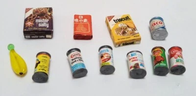 Lote vintage de 11 alimentos y comestibles miniatura para casa de muñecas Foto 1 de 3