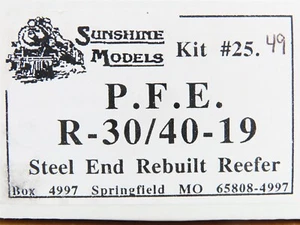 HO Sunshine Resin Kit #25.49 Undecorated PFE Pacific Fruit Exp R-30/40-19 Reefer - Picture 1 of 9