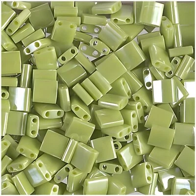 Miyuki Tila 2-Hole Square Beads 5mm Opaque Chartreuse Green Luster TL439 - Image 1 of 3