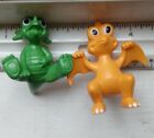 2-dinosaur Figurines SAN CARLO promo PVC toys terydactyl + triceratops cute 