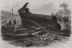 Effects of the steam-boiler explosion at Bingley, Yorkshire 1869 old print - Picture 1 of 1