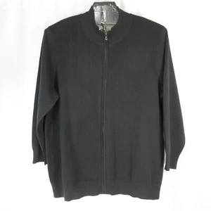 Suéter Lands End XXL Cremallera Completa Tejido Apretado Cuello Simulado Negro 2XL Abuelo - Imagen 1 de 9