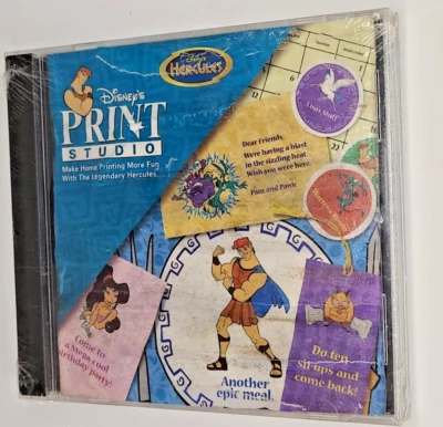 Disney Hercules Print Studio CD-ROM - Vintage 90s Kids Software New Sealed - Image 1 of 3