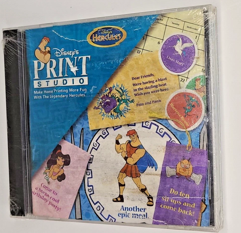 Disney Hercules Print Studio CD-ROM - Vintage 90s Kids Software New Sealed - Image 1 of 3