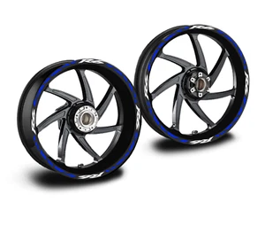 Adesivi cerchi moto yamaha r6 blu e  bianco 17 pollici - Picture 1 of 1