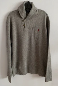 Polo Ralph Lauren lusso collare scialle grigio misto cotone taglia L nuova con etichette - Foto 1 di 3