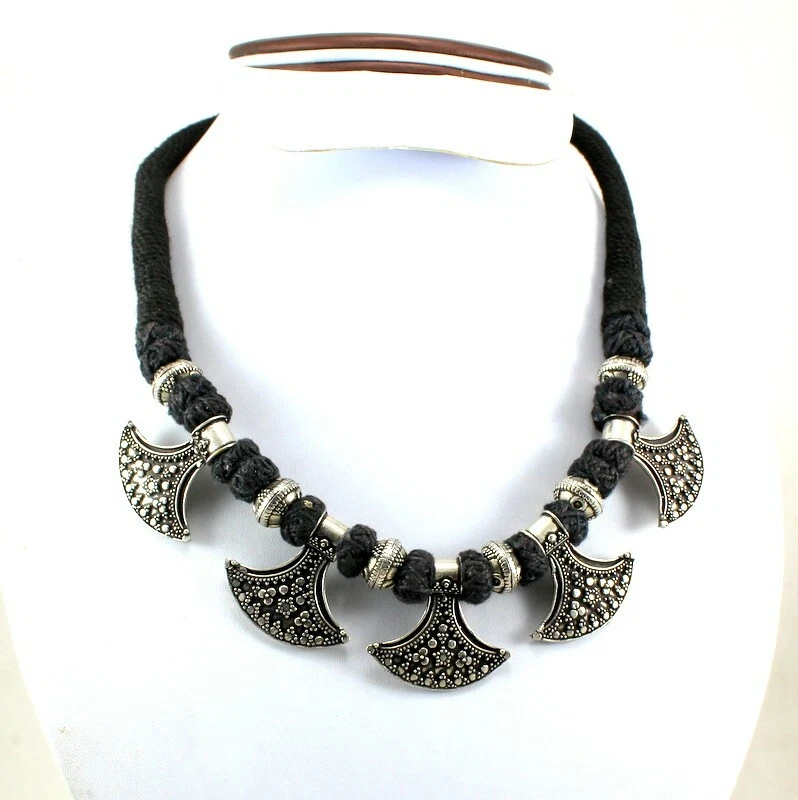 Collana con ciondolo ottone metallo argento placcato filo perline gioielli fa... - Immagine 1 di 4