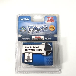 Brother P-touch TZ-251 24mm 1'' Black on White Label Tape Genuine OEM - Picture 1 of 2