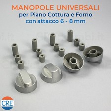 KIT 4 Manopole Universali Grigie Passo Innesto 6-8 mm Forno Piano Cottura