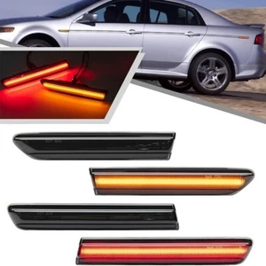 4X Smoked LED Front Rear Side Marker Lights Amber Red Set For 2004-2008 Acura TL - Picture 1 of 11