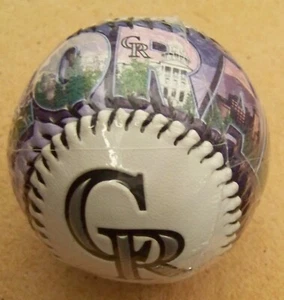 Colorado Rockies Mountains & Denver baseball ball Rawlings CR logos MLB 46476 - Picture 1 of 8