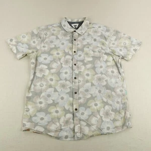 Vissla Shirt Large Gray Floral Button Up Skater Surfer Hawaiian Organic Cotton - Picture 1 of 13