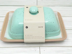 Butter Dish Stoneware Farmhouse Speckled Egg Farm House Aqua Oversize 8" - Picture 1 of 9