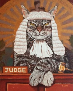 Giclee fine art print of oil painting Cat judge, fantasy 8"×10", 16"×20" - Picture 1 of 4