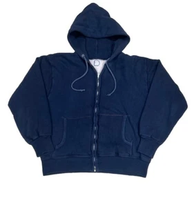 Vintage Marineblau Zweifarbiger Kapuzenpullover aus reiner Baumwolle mit Reißverschluss und Reißverschluss Medium Medium - Bild 1 von 6